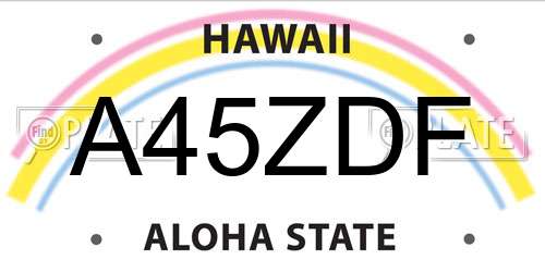 A45ZDF Hawaii License Plate