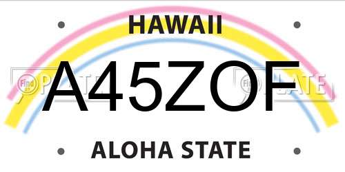 A45ZOF Hawaii License Plate