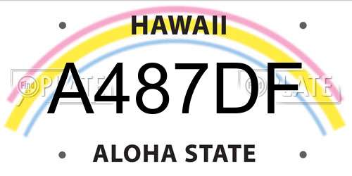 A487DF Hawaii License Plate