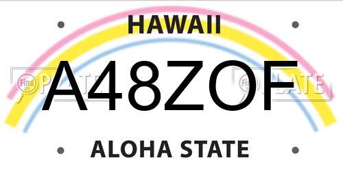 A48ZOF Hawaii License Plate