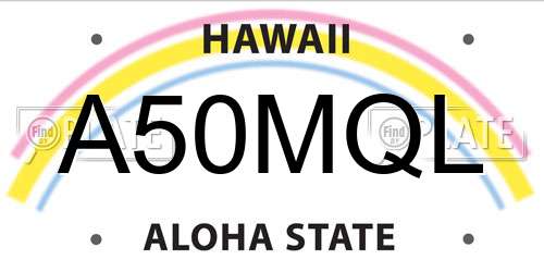 A50MQL Hawaii License Plate