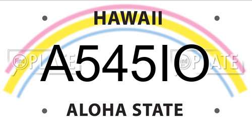 A545IO Hawaii License Plate