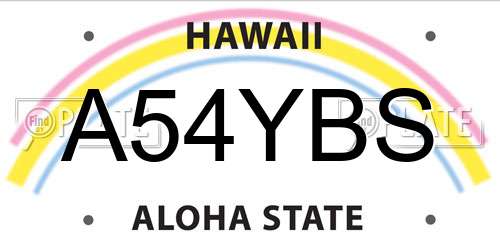A54YBS Hawaii License Plate