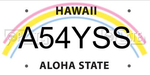 A54YSS Hawaii License Plate