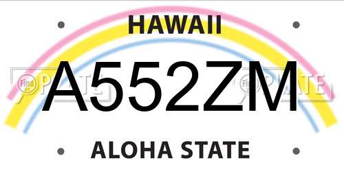 A552ZM Hawaii License Plate