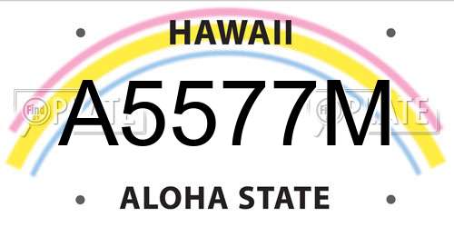 A5577M Hawaii License Plate