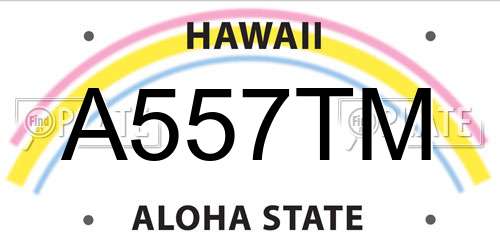 A557TM Hawaii License Plate