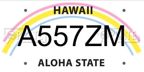 A557ZM Hawaii License Plate
