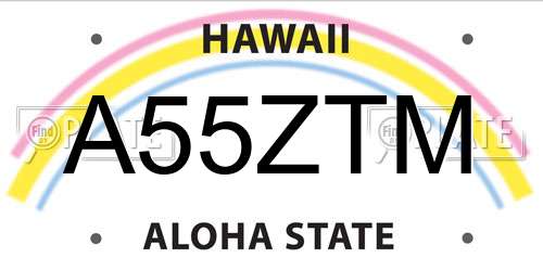 A55ZTM Hawaii License Plate