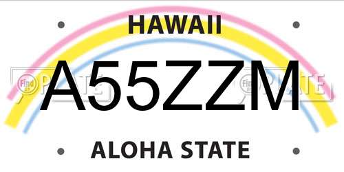 A55ZZM Hawaii License Plate