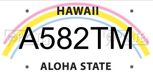 A582TM Hawaii License Plate