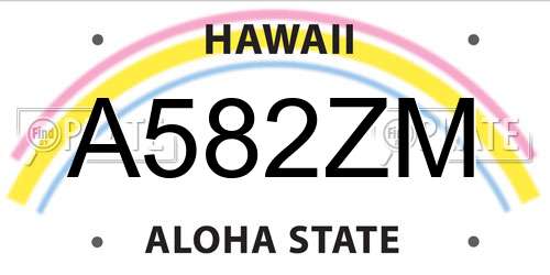 A582ZM Hawaii License Plate