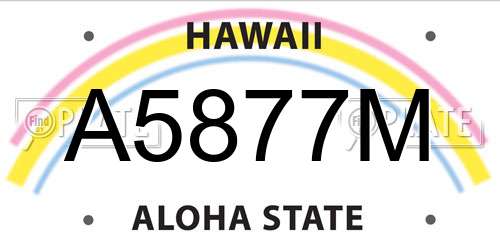 A5877M Hawaii License Plate