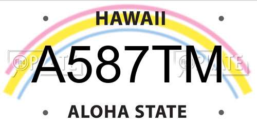 A587TM Hawaii License Plate