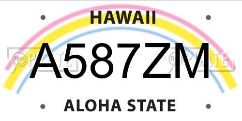 A587ZM Hawaii License Plate