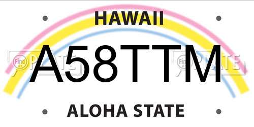 A58TTM Hawaii License Plate