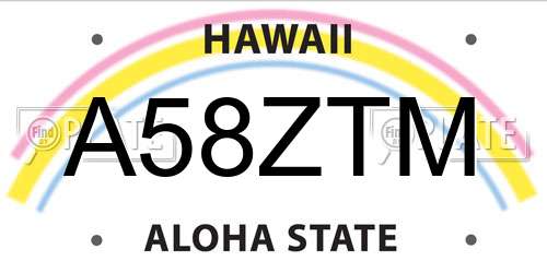 A58ZTM Hawaii License Plate