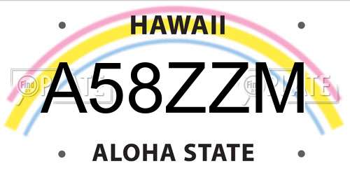 A58ZZM Hawaii License Plate