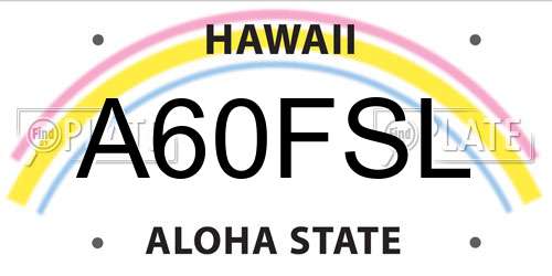 A60FSL Hawaii License Plate