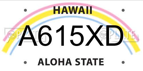 A615XD Hawaii License Plate