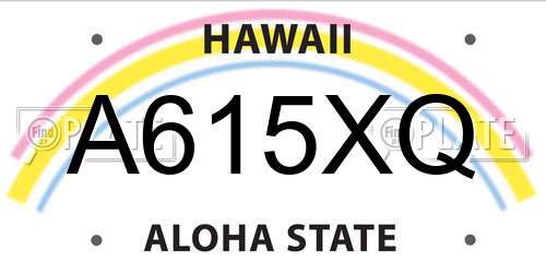 A615XQ Hawaii License Plate
