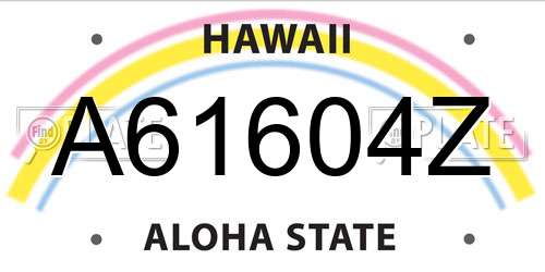 A61604Z Hawaii License Plate