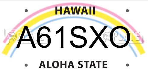 A61SXO Hawaii License Plate
