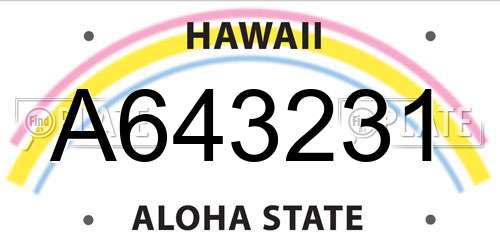 A643231 Hawaii License Plate