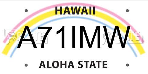 A71IMW Hawaii License Plate