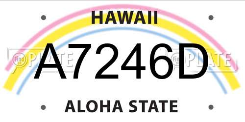 A7246D Hawaii License Plate