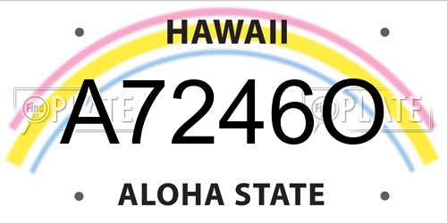 A7246O Hawaii License Plate