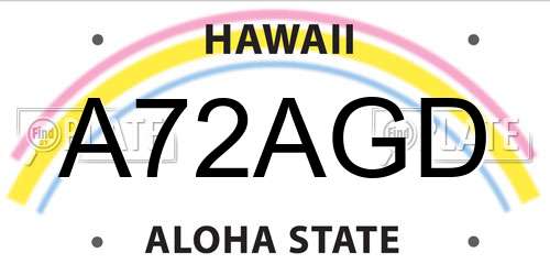 A72AGD Hawaii License Plate
