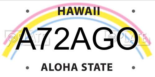 A72AGO Hawaii License Plate