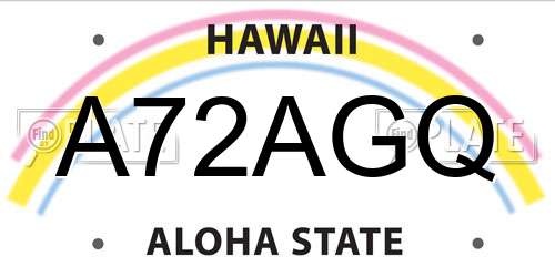 A72AGQ Hawaii License Plate
