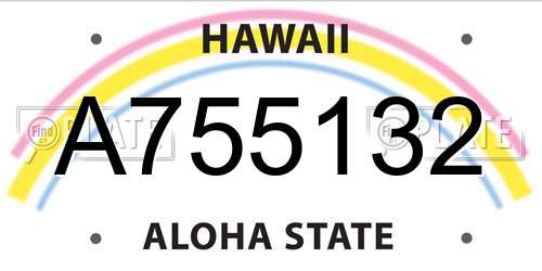 A755132 Hawaii License Plate