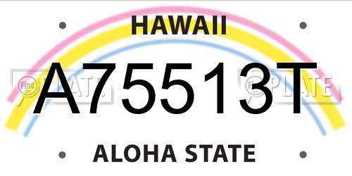 A75513T Hawaii License Plate
