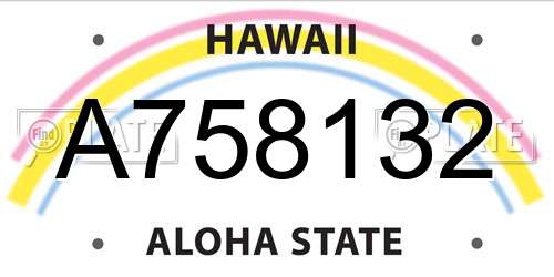 A758132 Hawaii License Plate