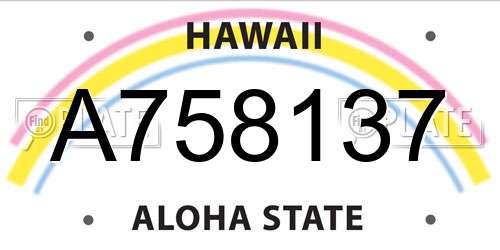 A758137 Hawaii License Plate