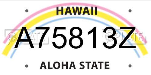 A75813Z Hawaii License Plate