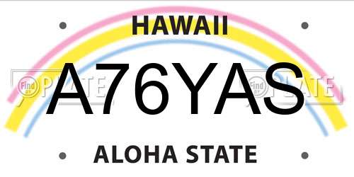 A76YAS Hawaii License Plate