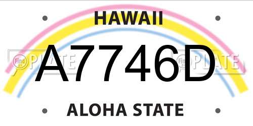 A7746D Hawaii License Plate