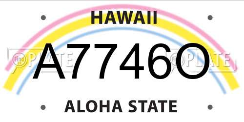 A7746O Hawaii License Plate
