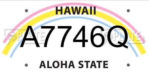 A7746Q Hawaii License Plate