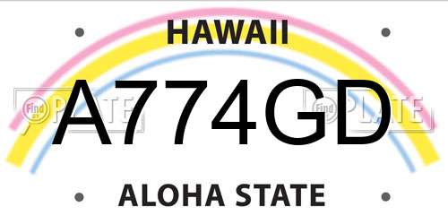 A774GD Hawaii License Plate