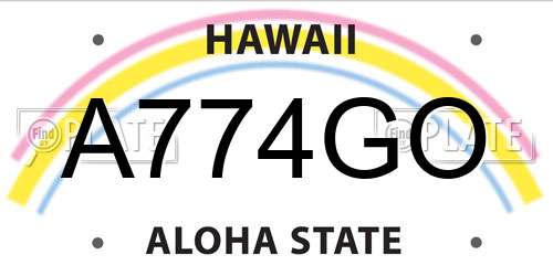 A774GO Hawaii License Plate
