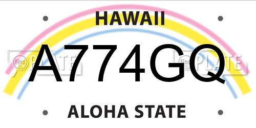 A774GQ Hawaii License Plate