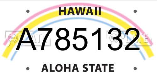 A785132 Hawaii License Plate
