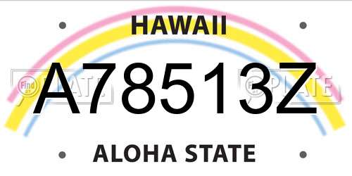 A78513Z Hawaii License Plate