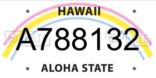 A788132 Hawaii License Plate