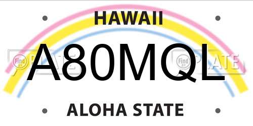 A80MQL Hawaii License Plate